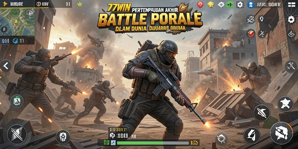 Screenshot menampilkan aksi seru dalam game Battle Royale 77WIN.