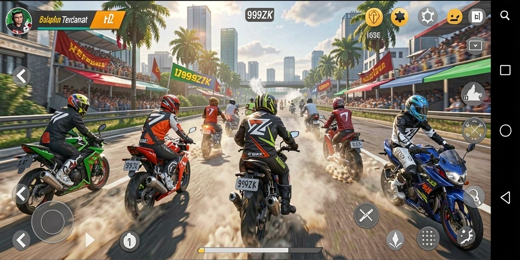 Gameplay seru balapan motor di <strong>999ZK</strong> yang menegangkan.