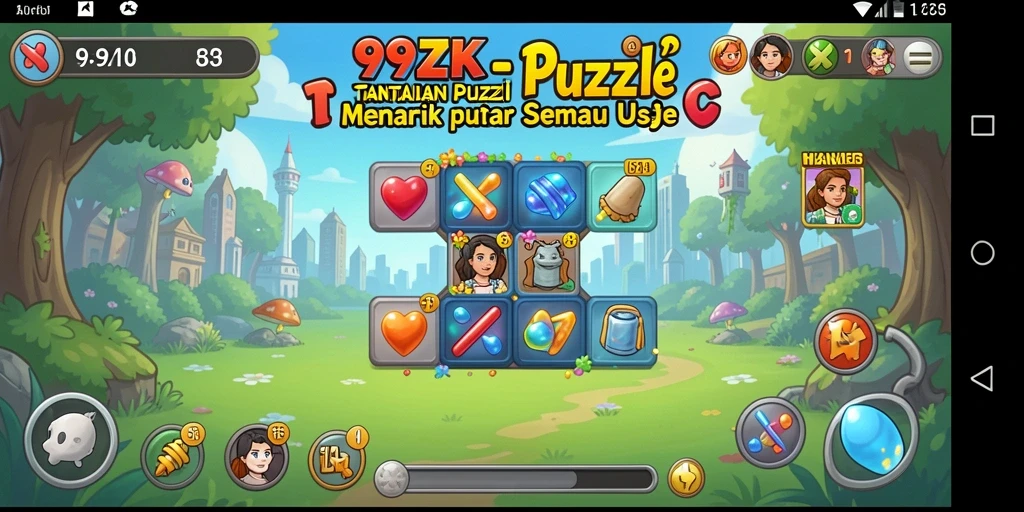 Screenshot utama 99ZK menampilkan gameplay Puzzle yang menantang.