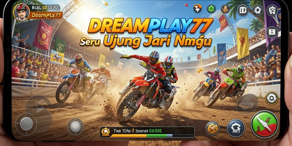 Tampilan gameplay <strong>DREAMPLAY77</strong> yang menegangkan dengan mobil balap yang cepat.