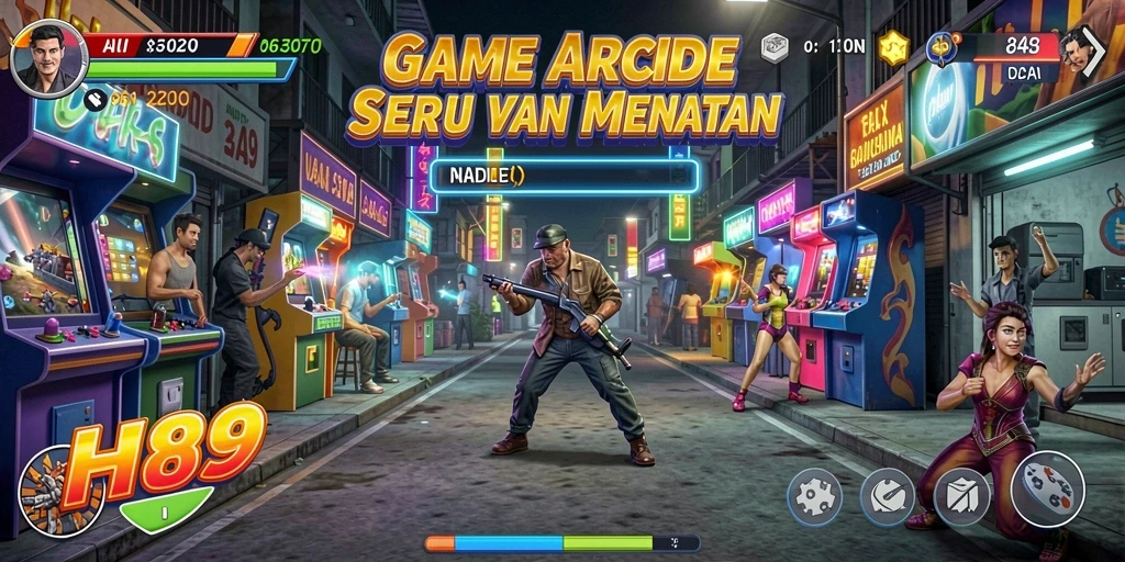 Tangkapan layar H89 menampilkan gameplay Arcade yang menarik dan penuh aksi.