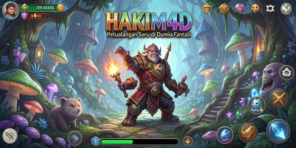 Tampilan gameplay seru di HAKIM4D saat menjelajahi dunia fantasi.
