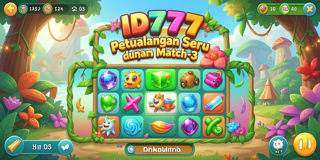 Tampilan gameplay seru ID777 dalam pertempuran Match-3.