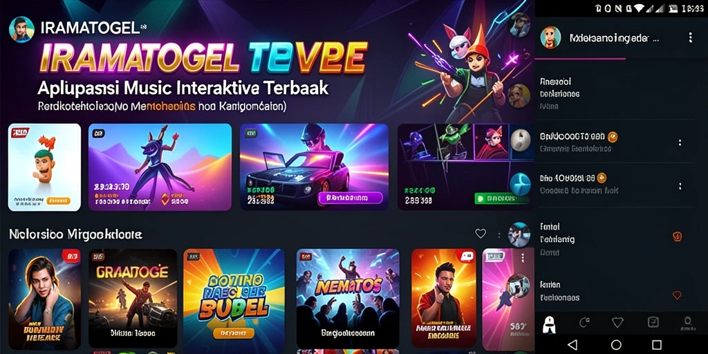 Tampilan gameplay IRAMATOGEL dengan berbagai pilihan lagu dan tantangan musik.