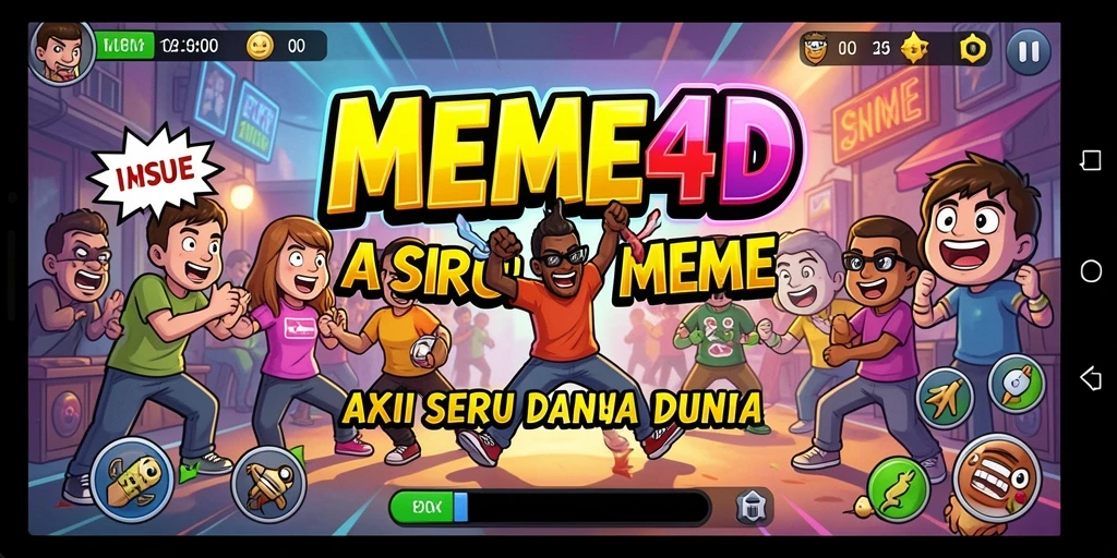 Screenshot gameplay yang penuh aksi dan lucu dari MEME4D.