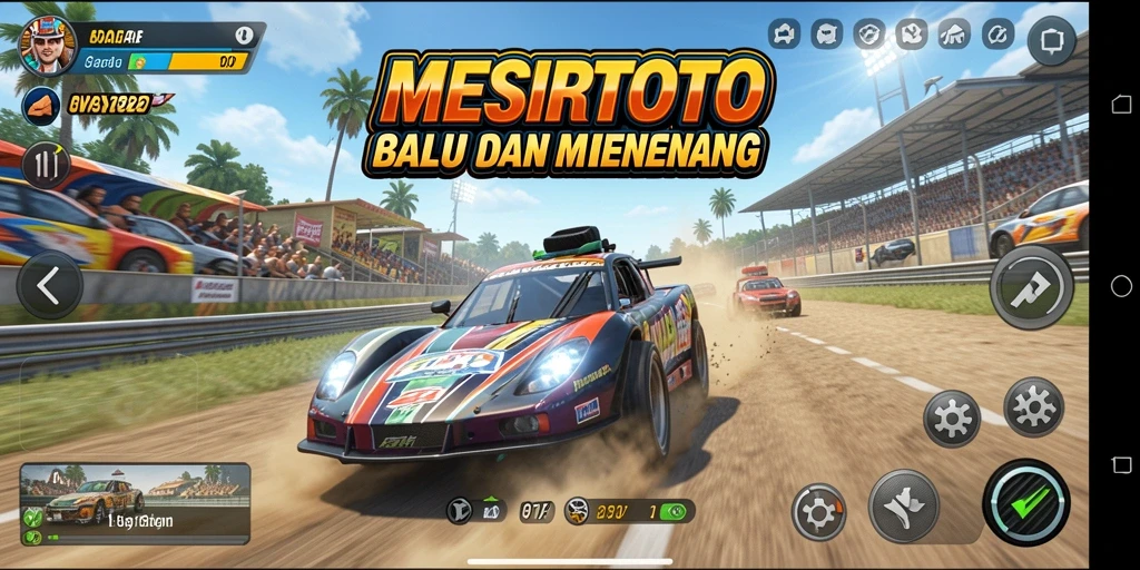 Screenshot gameplay <strong>MESIRTOTO</strong> menampilkan aksi balap yang mendebarkan.