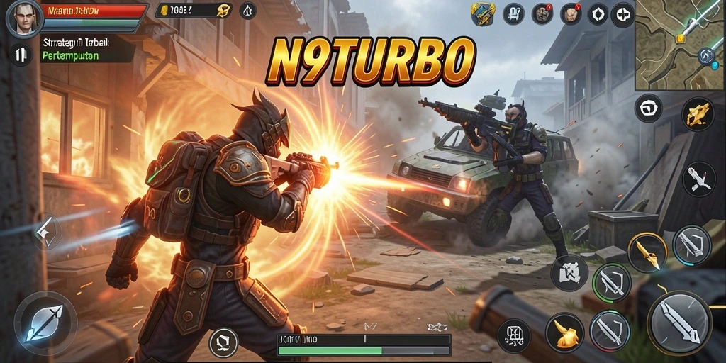 Tampilan gameplay seru dalam N9TURBO saat merancang strategi.