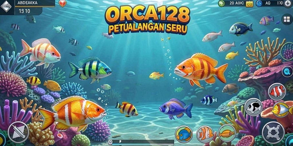 Tampilan gameplay seru menembak ikan di laut.