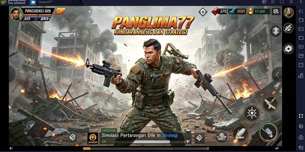 Tampilan menarik dari gameplay <strong>PANGLIMA77</strong> dengan karakter yang beraksi.