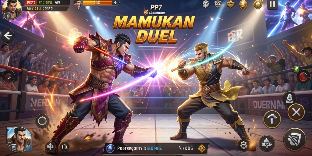 Screenshot gameplay PP7 menampilkan aksi pertarungan yang mendebarkan.