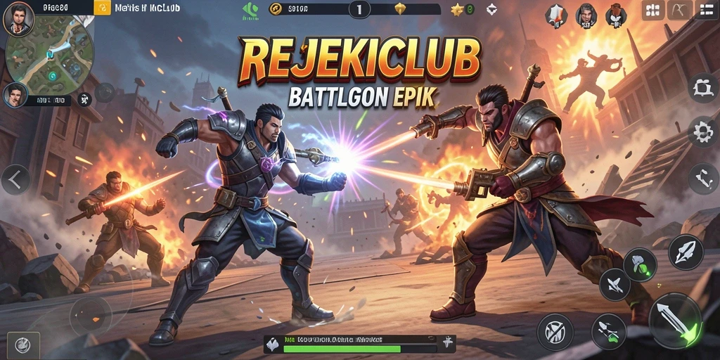 Tampilan aksi seru dalam gameplay REJEKICLUB Battle Royale.