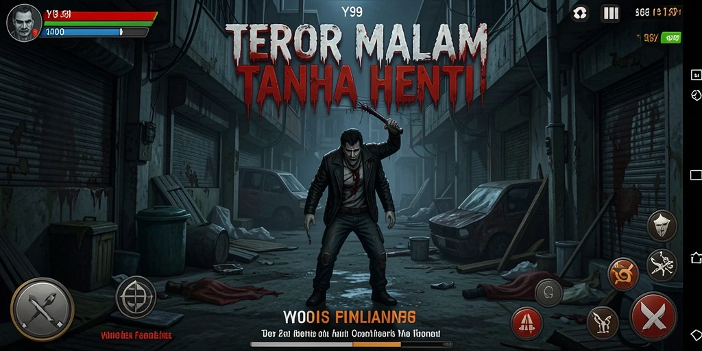 Screenshot gameplay Y89 menampilkan suasana horror yang mencekam.